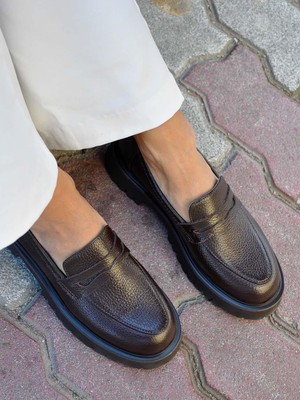 Phoenicia  Deri Kahverengi Kadın Loafer