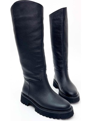 Siba Shoes Brina  Deri Siyah Kadın Çizme