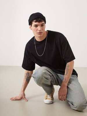 Xsıde  Bisiklet Yaka Penye Erkek Tişört  (S5)