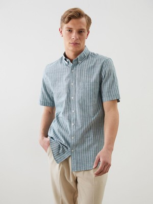 Lcwaıkıkı Classic  Regular Fit Çizgili Erkek Gömlek  (S5)