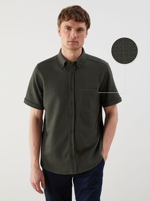 Lcwaıkıkı Classic  Regular Fit Kısa Kollu Poplin Erkek Dokulu Gömlek  (S5)