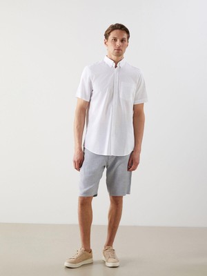 Lcwaıkıkı Classic  Regular Fit Kısa Kollu Armürlü Erkek Gömlek  (S5)