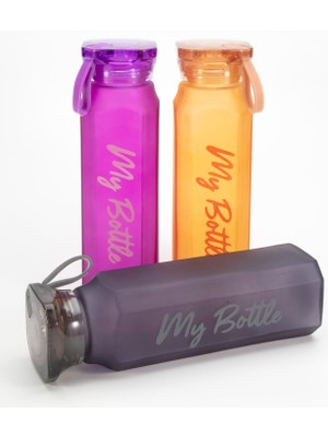 My Bottle 500 ml 0,5 Lt Köşeli Renkli Cam Matara Meyve Suyu Içecek Suluk Su Şişesi