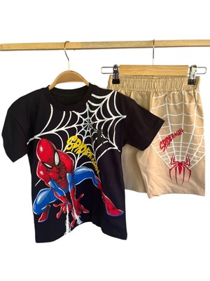 Erkek Çocuk Örümcek Adam Desenli Şortlu Takım