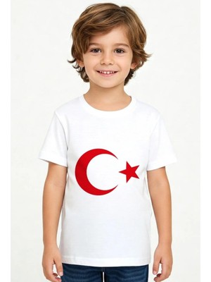 Bayrak Baskılı Kız Çocuk Tişört