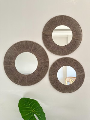 Üçlü Yuvarlak Bohem Ayna Seti & Dekoratif Ayna
