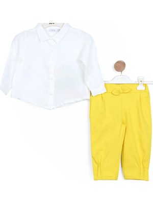 Lastik Belli Büzgü Paçalı Gömlekli Pantolonlu Kız Çocuk Takım