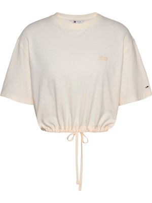 Tommy Jeans Bisiklet Yaka Beyaz Kadın T-Shirt DW0DW20324YBH
