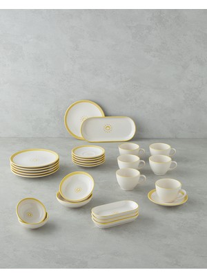 Sunny Seramik Kahvaltı Takımı 26 Parça 6 Kişilik Sarı