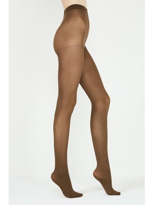 Penti Giyim Kakao Rengi Mikro 40 Denye Külotlu Çorap Hızlı Kurutma Düz Desenli Pamuk Polyamid Elastan