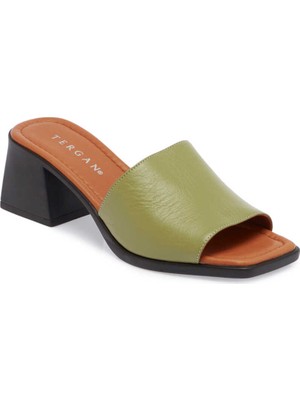 Tergan  Yeşil Hakiki Deri Kadın Terlik - K24Y1TR67242-G81