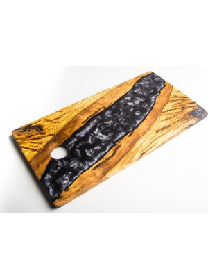 Abronya Epoksi Tasarım Servis Tepsisi Siyah Renk 1 Adet