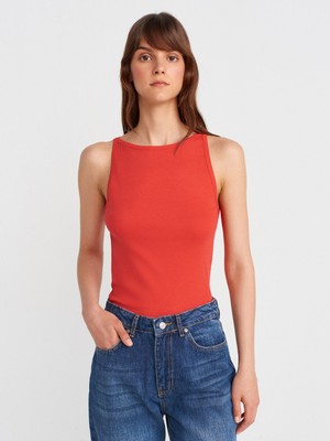 21048 Halter Yaka Top-Kırmızı