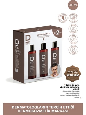 Dermoskin Biotin Şampuan (Erkek) 3 Al 2 Öde | Dökülme Karşıtı Şampuan | Erkek Saç Bakımı | 3x200 ml