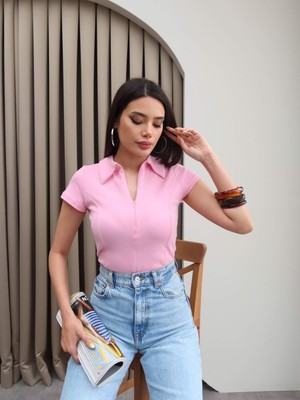 Esra Helvacı Fermuarlı Kısa Kol Body