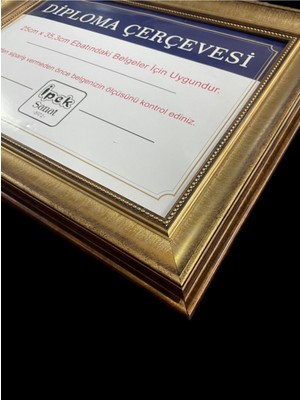 25 x 35 Diploma Çerçevesi - Soft Gold Renk - Hakiki Camlı Çerçeve