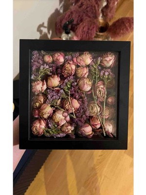 Anı Çiçek Hatıra Çerçevesi 20×20×4,5 Ahşap Camlı