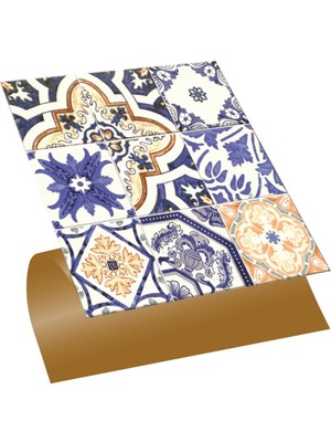 Kendinden Yapışkanlı Karma Mavi Çini Desenli Pvc Karo 30X30 cm (33 Adet) 3m2