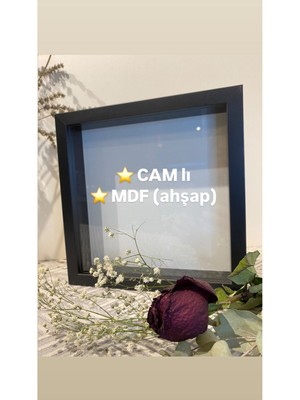 30 x 30 x 3 Camlı Anı Çerçevesi Siyah Anı Hatıra Gül Kutusu