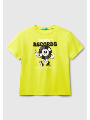 United Colors Of Benetton Erkek Çocuk Siyah Grafik Baskılı Kısa Kollu T-Shirt