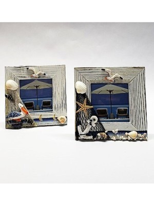 Dekoratif Marin Tasarım 2 Li Ahşap Çerçeve Set+ Hediye