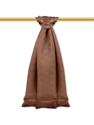 Sütlü Kahve Zincir Monogram Desen Ipek Şal