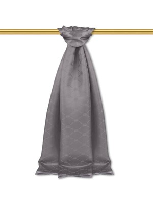 Füme Zincir Monogram Desen Ipek Şal