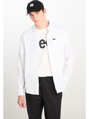 Lee L66N205295100 Beyaz Erkek Uzun Kol %100 Pamuk Gömlek