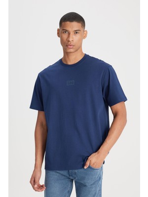 Lee L222001410 Lacivert Erkek Loose Fit Rahat Kesim Bisiklet Yaka  T-Shirt
