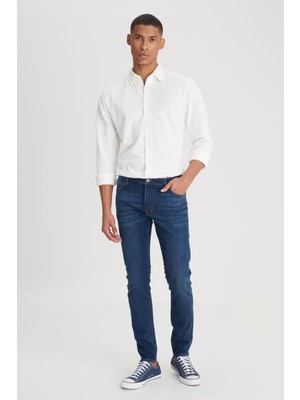 Lee L736147401 Koyu Mavi Erkek Melone Düz Kesim Yüksek Bel Esnek Pantolon