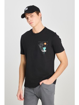 Lee L2510319001 Siyah Erkek Bisiklet Yaka Baskılı T-Shirt