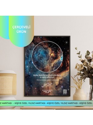 Blue World Gökyüzü Yıldız Haritası (34X44CM) Happy Endıngs Gıft Shop Yeni Tasarım