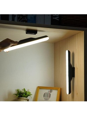 Şarjlı LED Işık Mıknatıslı LED Aplik 3 Farklı Işık Şarjlı Martı Ledli Aplik Siyah Lamba Makyaj Lamba Traş Lamba 5249