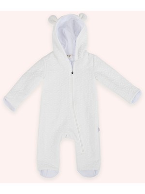 Yenidoğan Patikli Fermuarlı Beyaz Tulum