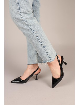 Kastor Rugan Kroko Stiletto Siyah