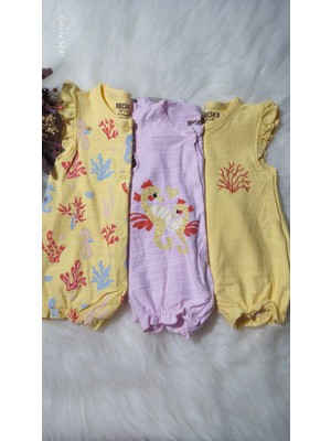 Necix's Kız Bebek Renkli Meyve Desenli 3'lü Tulum Seti