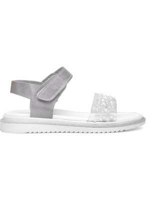 Elit ŞA-F-036-25Y Filet Kız Çocuk Düz Sandalet Gümüş