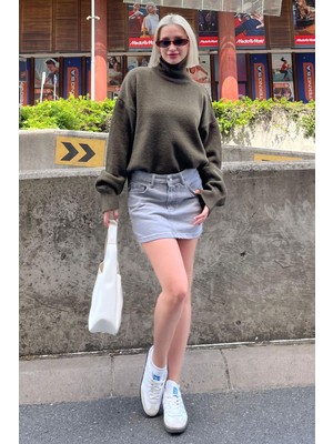 Yeşil Balıkçı Yaka Kadın Kazak MG2196