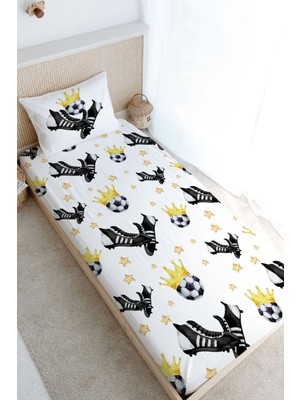 Tuğba Kuğu Tek Kişilik Lastikli Çarşaf Seti - For Baby Serisi - Siyah - Beyaz