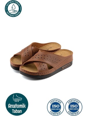 Kadın Ortopedik Yumuşak Tabanlı Terletmeyen Çift Bantlı Hasır Tipi Delikli Rahat Anne Ev Içi Terliği