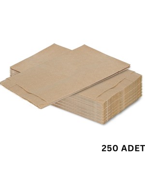 Körüklü Kraft Kese Kağıdı, Çizgili Şamua Kağıt Poşet, Hediye Ambalaj Poşeti, 250 Adet, 12X20 cm