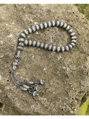 El Örmesi Gümüş Kazaziye Trabzon Işi Büyük Boy Tesbih 10X11 mm Habbe Ölçüsü