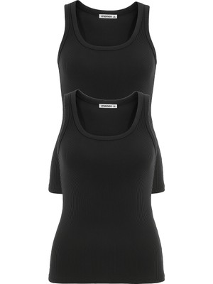 Monox Kadın Fitilli Likralı Pamuk Askılı 2li Atlet