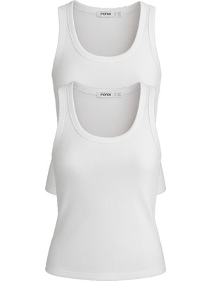 Monox Kadın Fitilli Likralı Pamuk Askılı 2li Atlet