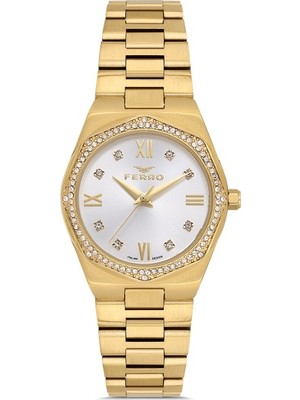 Ferro FL21518AWT-B Quartz Çelik Altın Rengi 30 mm Kadın Kol Saati