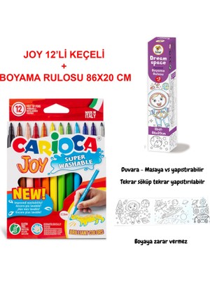 Carioca Joy Mini Uzay Boyama Seti 12'li Keçeli Kalem ve 86X20 cm Boyama Rulosu ile Renkli Eğlence