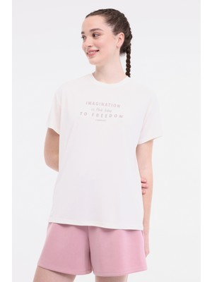 Lumberjack Wl Mıruna 11MS450 5fx Ekru Kadın Kısa Kol T-Shirt