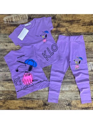 Narin Kids Peanut Detaylı Yazlık Kız Çocuk Taytlı Alt Üst Takım