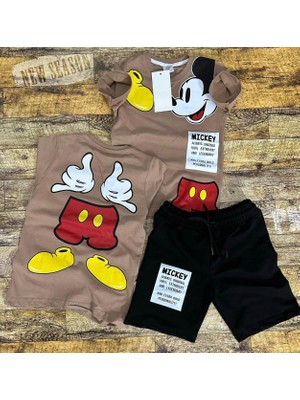 Narin Kids Mickey Detaylı Çocuk Yazlık Şortlu Takım