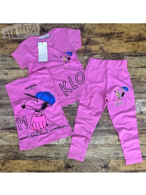 Narin Kids Peanut Detaylı Yazlık Kız Çocuk Taytlı Alt Üst Takım